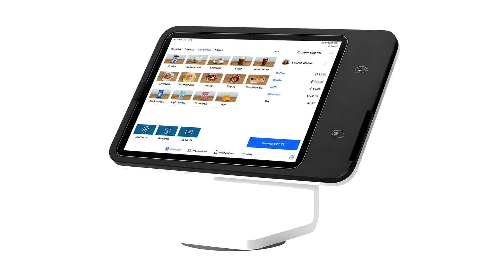 POS terminal receiving an order from FoxCaller
